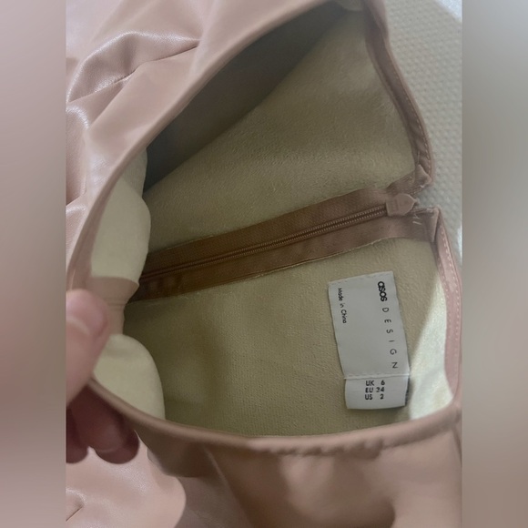 Asos design leather look mini skater dress with belt - Picture 6 of 8